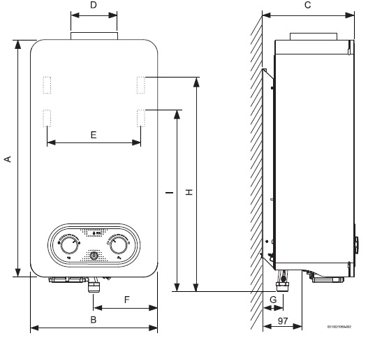 Calentador de gas NECKAR WRN10-4 KB Butano